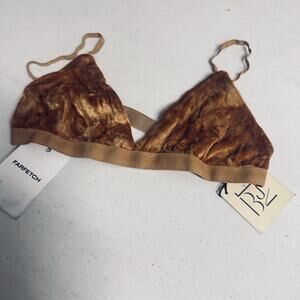 NWT BASERANGE Mississippi Bra tan gold velvet triangle M stretch band Portugal